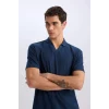 Defacto E1207 Lacivert Regular Fit Kısa Kollu Krinkıl Polo Tişört