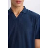 Defacto E1207 Lacivert Regular Fit Kısa Kollu Krinkıl Polo Tişört