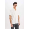 Defacto E1211 Ekru Regular Fit Polo Yaka Yazlık Kısa Kollu Gömlek