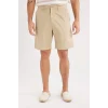 Defacto C7684 Bej %100 Pamuk Regular Fit Gabardin Bermuda Şort