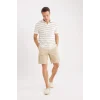 Defacto C7684 Bej %100 Pamuk Regular Fit Gabardin Bermuda Şort