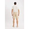 Defacto C7684 Bej %100 Pamuk Regular Fit Gabardin Bermuda Şort