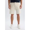 Defacto C7684 Ekru %100 Pamuk Regular Fit Gabardin Bermuda Şort