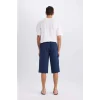 Defacto E0905 Lacivert Long Fit File Astarlı Uzun Boy Kargo Cep Deniz Şortu