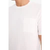 Defacto D7931 Beyaz New Regular Fit Bisiklet Yaka Kısa Kollu Pamuklu Basic Düz Pike Tişört