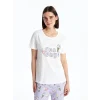 LCW Young Lila Bisiklet Yaka Baskılı Kısa Kollu Kadın Pijama Takımı
