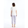 LCW Young Lila Bisiklet Yaka Baskılı Kısa Kollu Kadın Pijama Takımı