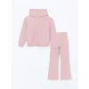 LCW Kids Pembe Kapüşonlu Kız Çocuk Sweatshirt ve Tayt