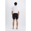 Defacto N0131 Siyah File Astarlı Kısa Boy Deniz Şortu