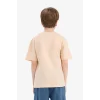 Defacto E6311 Bej Erkek Çocuk Bisiklet Yaka Baskılı Kısa Kollu Tişört