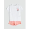 LCW baby Beyaz Meyve Baskılı Kız Bebek Tişört ve Şort 2li