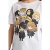 Defacto E4411 Beyaz Kız Çocuk Harry Potter Relax Fit Bisiklet Yaka Kısa Kollu Tişört