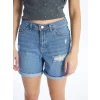LCW Jeans Indigo Boyfriend Fit Yırtık Detaylı Kadın Jean Şort