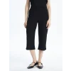 LCWAIKIKI Basic Siyah Kadın Beli Lastikli Düz Kapri