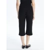 LCWAIKIKI Basic Siyah Kadın Beli Lastikli Düz Kapri