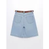 LCW Jeans Indigo Beli Kemerli Bermuda Fit Kadın Jean Şort