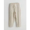 LCW Kids Bej Beli Lastikli Çizgili Erkek Çocuk Pantolon
