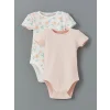 LCW baby Ekru Bisiklet Yaka Kız Bebek Çıtçıtlı Bodysuit 2li