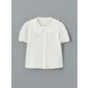LCW Kids Beyaz Bebe Yaka Kısa Kollu Basic Kız Çocuk Gömlek