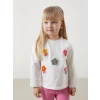 LCW baby Ekru Bisiklet Yaka Çiçekli Kız Çocuk Bluz ve Tayt 2li