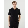 LCWAIKIKI Classic Siyah Polo Yaka Kısa Kollu Pike Erkek Tişört