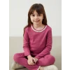 LCW Kids Pembe Bisiklet Yaka Basic Kız Çocuk Bluz ve Tayt 2li