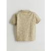 LCW Kids Ekru Polo Yaka Desenli Penye Erkek Çocuk Tişört