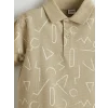 LCW Kids Ekru Polo Yaka Desenli Penye Erkek Çocuk Tişört