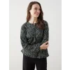 LCW Grace Siyah Bağlamalı Yaka Desenli Kadın Bluz