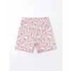 LCW Kids Ekru Baskılı Kız Çocuk Pamuklu Şortlu Pijama Takımı