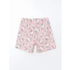 LCW Kids Ekru Baskılı Kız Çocuk Pamuklu Şortlu Pijama Takımı
