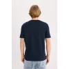 Defacto D5577 Lacivert %100 Pamuk Regular Fit Bisiklet Yaka Baskılı Kısa Kollu Tişört