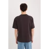 Defacto D5589 Kahve %100 Pamuk Boxy Fit Bisiklet Yaka Baskılı Kısa Kollu Tişört