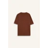 Defacto D6070 Kahve %100 Pamuk Boxy Fit Bisiklet Yaka Basic Düz Kısa Kollu Tişört
