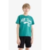 Defacto E6541 Yeşil Erkek Çocuk 2li Takım Baskılı Kısa Kollu Tişört Şort