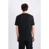 Defacto E0583 Siyah %100 Pamuk Regular Fit Bisiklet Yaka Baskılı Kısa Kollu Tişört