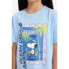 Defacto E8159 Mavi Kız Çocuk Snoopy Relax Fit Bisiklet Yaka Kısa Kollu Tişört