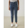 LCWAIKIKI Classic Indigo Beli Lastikli Slim Mom Kadın Jean Pantolon