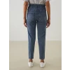 LCWAIKIKI Classic Indigo Beli Lastikli Slim Mom Kadın Jean Pantolon