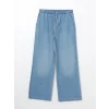 XSIDE Mavi Beli Lastikli Wideleg Kadın Jean Pantolon