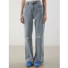 XSIDE Mavi Wideleg Yırtık Detaylı Kadın Jean Pantolon