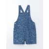 LCW Kids Indigo Kare Yaka Baskılı Kız Çocuk Jean Salopet