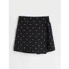 LCW Kids Siyah Beli Lastikli Puantiyeli Kız Çocuk Şort Etek