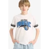 Defacto E4840 Beyaz Erkek Çocuk NBA Orlando Magic Bisiklet Yaka Kısa Kollu Tişört