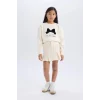 Defacto D7858 Ekru Kız Çocuk Gabardin Etek