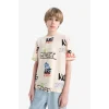 Defacto D9492 Bej Erkek Çocuk Bisiklet Yaka Baskılı Kısa Kollu Tişört