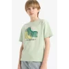 Defacto E6310 Yeşil Erkek Çocuk Bisiklet Yaka Baskılı Kısa Kollu Tişört