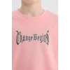 Defacto E0101 Pembe Erkek Çocuk Bisiklet Yaka Sırt Baskılı Kısa Kollu Tişört