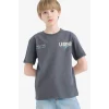 Defacto E2840 Antrasit Erkek Çocuk Bisiklet Yaka Sırt Baskılı Kısa Kollu Tişört