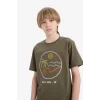 Defacto E0964 Haki Erkek Çocuk Bisiklet Yaka Nakışlı Kısa Kollu Tişört